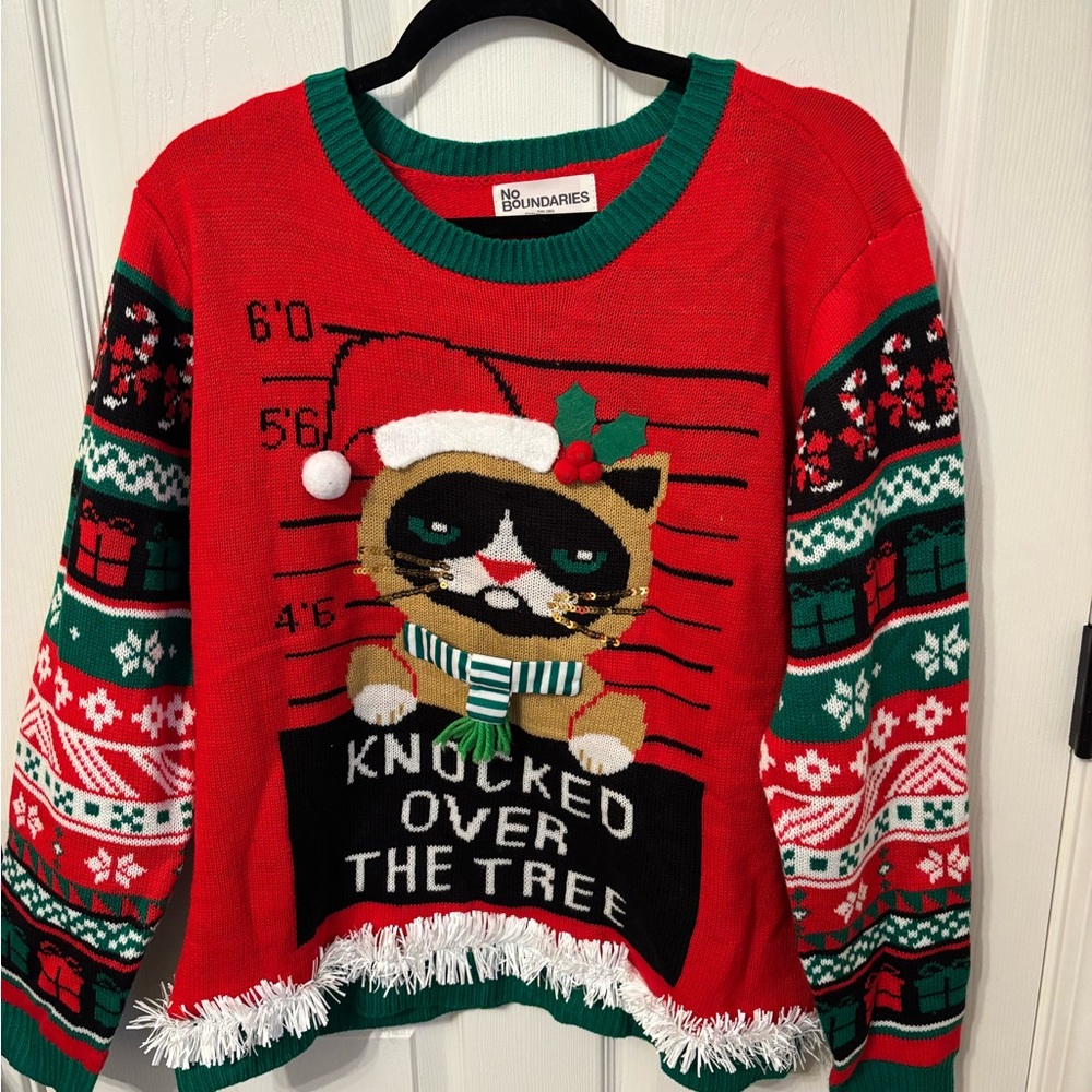 No Boundaries Red and Green Sweater Ugly Christmas sweater